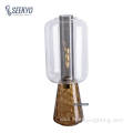 Clear smoke gray and amber glass table lamp